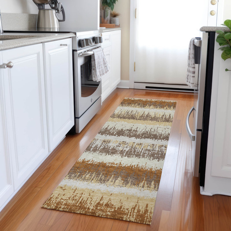 Nyelle Mocha Washable Indoor-Outdoor Rug - , 2'3" x 7'6"