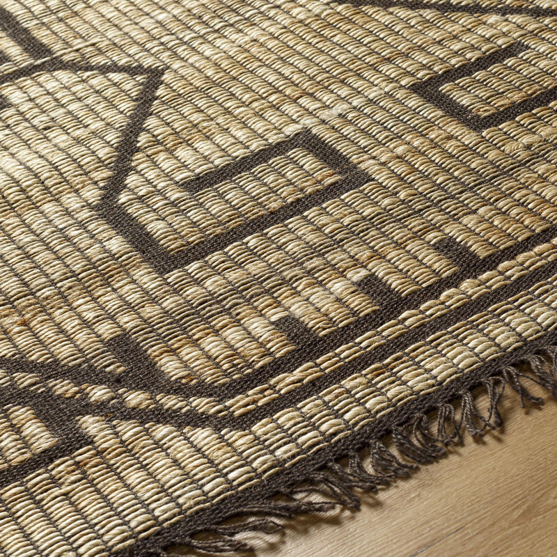 Tapis kaki en jute tissé à plat à la main Edara, Rectangle 9 pi x 12 pi