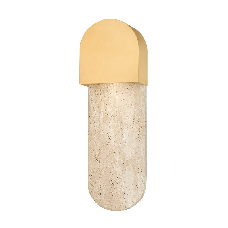 1 - Light Flush Mounted Sconce, Aged Brass