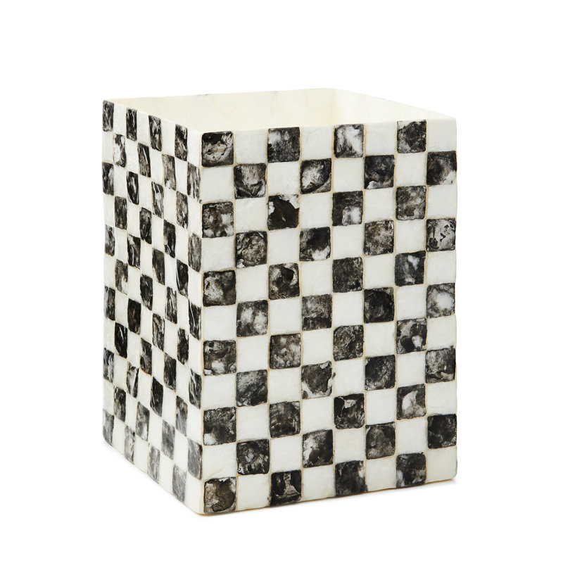 Check Capiz Waste Bin, Black/White