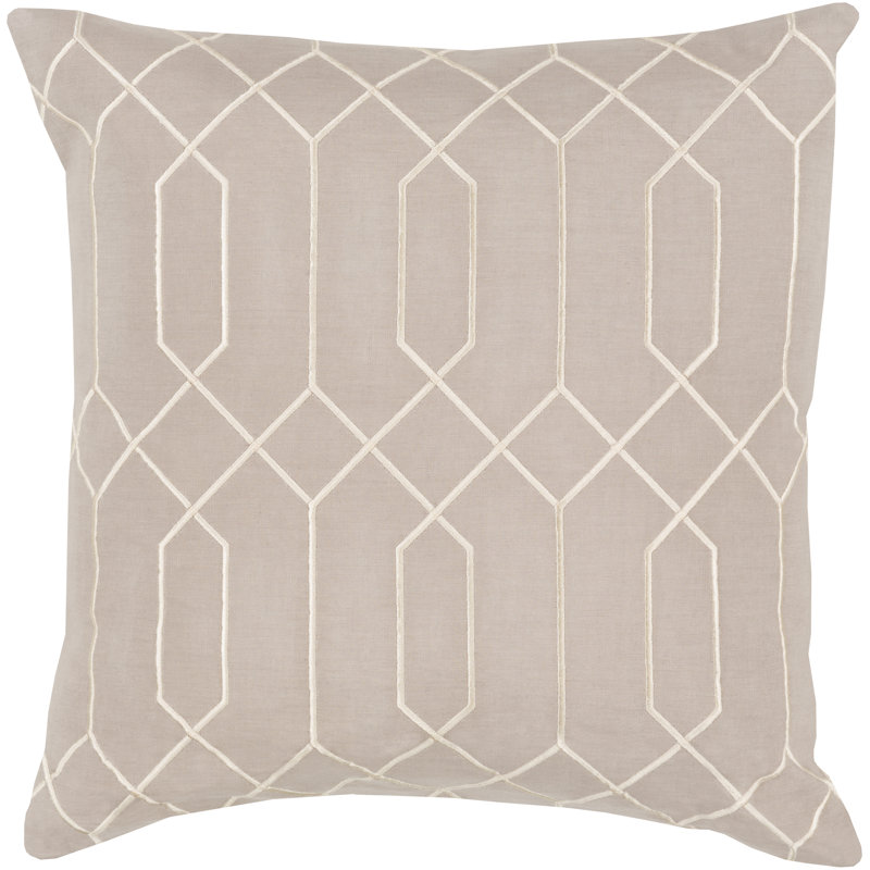 Gold and Ivory Geometric Linen Throw Pillow 18" x 18"