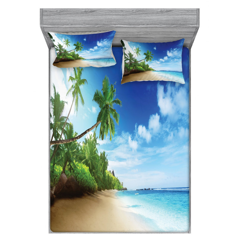 Ocean Microfiber Sheet Set, Queen Sheet Set + Fitted Sheet + 2 Pillowcases