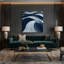 Horizontal Striped Navy Light Grey Blue Canvas Wall Art