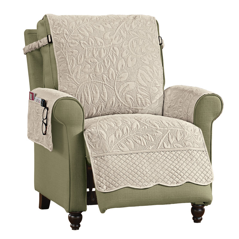 Housse de meuble matelassée texturée à bordure festonnée avec poches latérales, Polyester taupe