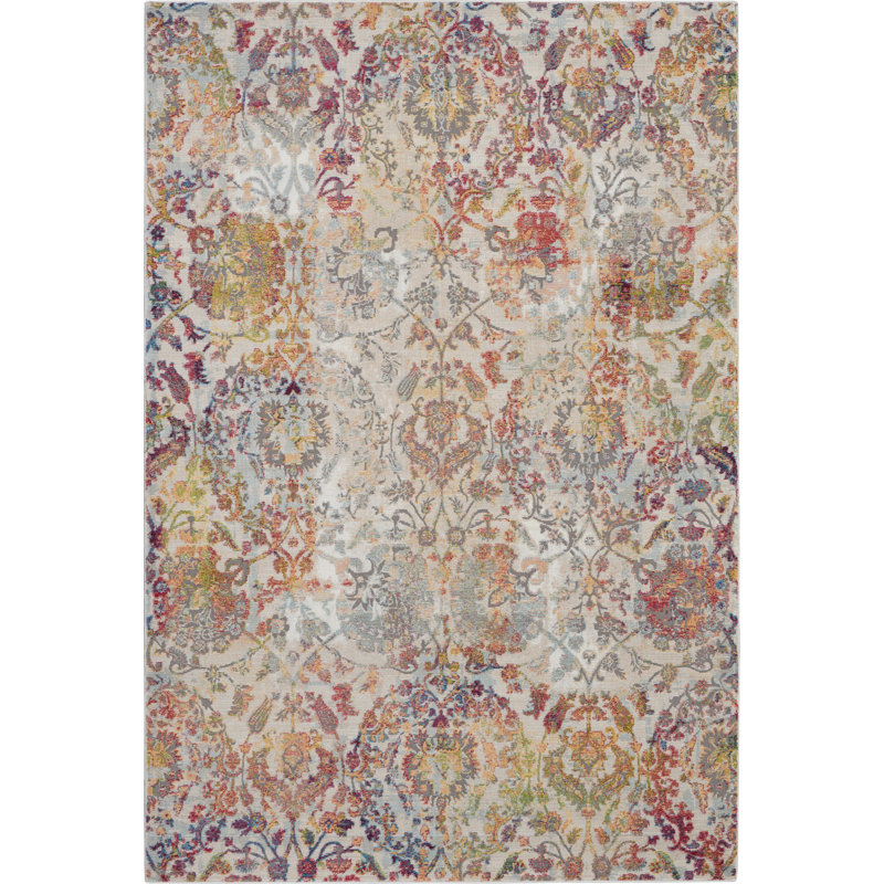 Tapis ivoire contemporain moderne Raymond, Rectangle 5 pi 3 po x 7 pi 6 po