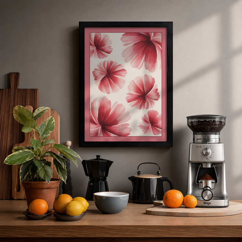 Scattered Petals Botanical - Framed Print, Black, A3 - 42.0 x 29.7 cm