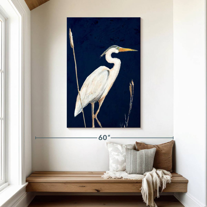 Brampt Heron On Navy II, 48" H x 32" W