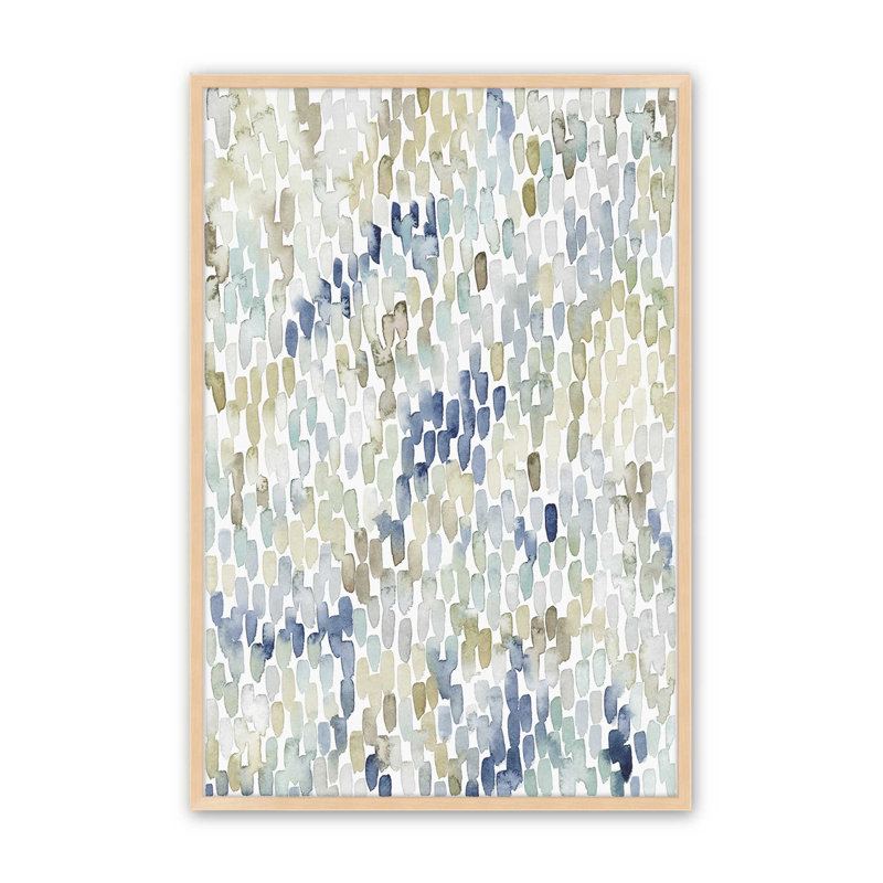 Fluid Abstracts in Earthy Blues I Print in a Frame, H 15 po x l 12 po, Cadre de coin ouvert en érable brut