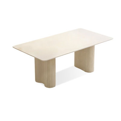 Modern White Rectangular Iron Sintered Stone tabletop Dining Table