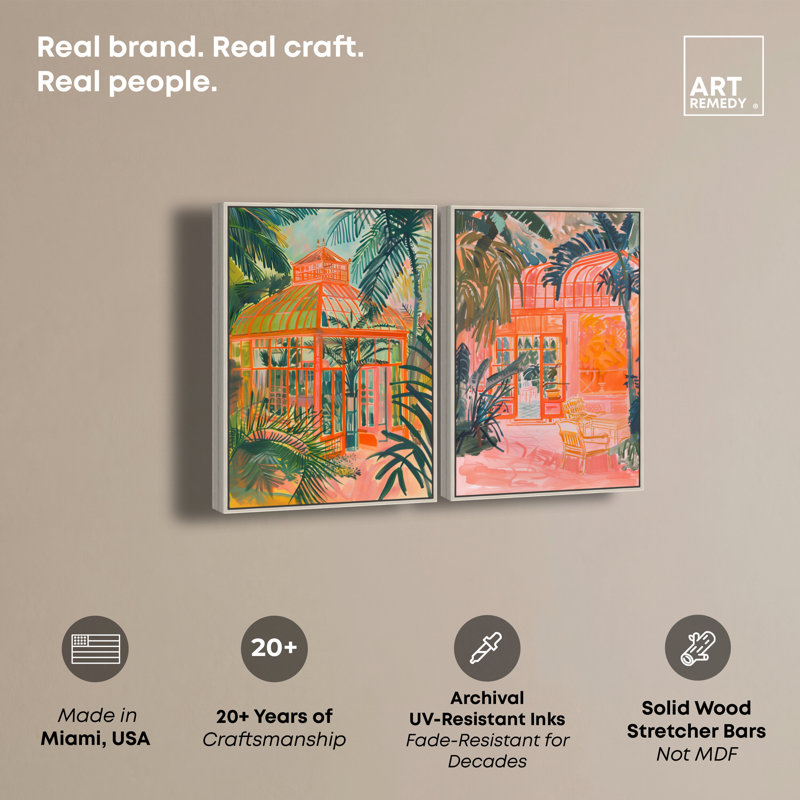 «The Greenhouse Set», reproduction d'art sur toile par Art Remedy, H 54 po x l 36 po, Encadrement argenté