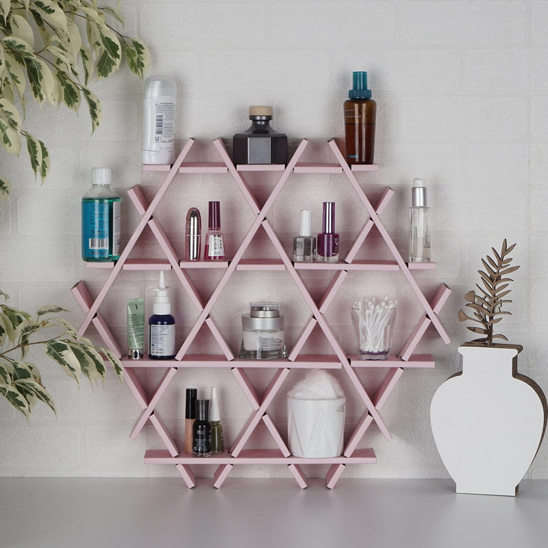 Aaliyha 4 Piece Hexagon Accent Shelf, 20.47" H x 18.9" W x 2.76" D, Pink