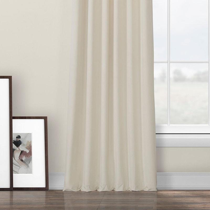 Matra Room Darkening Rod Pocket Single Curtain Panel, Au Lait Creme, 50" W x 96" L