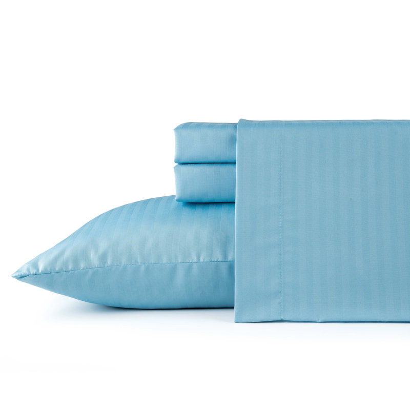 Ensemble de draps 4 pièces Bibb Home, Aqua, Ensemble de draps pour grand lit avec 2 taies d'or
