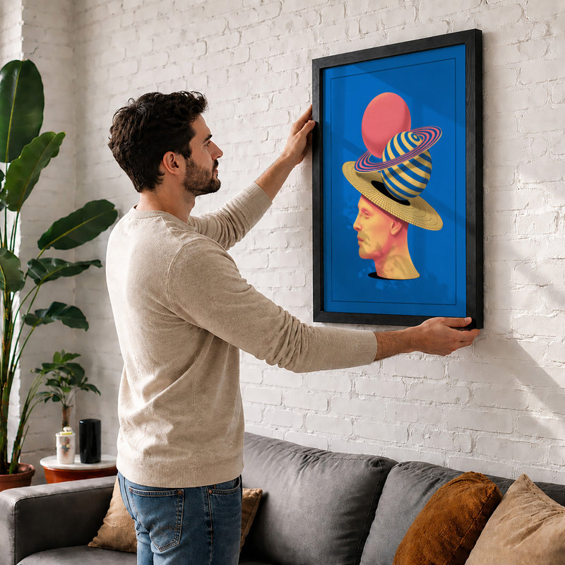 Head in Geometry Geometric - Framed Print, A1 - 84.1 x 59.4 cm, White