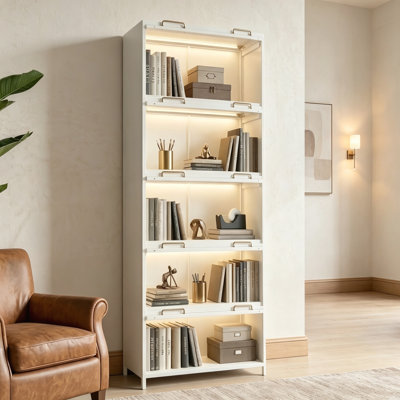 Bibliothèque en acier à 5 niveaux avec lumières DEL