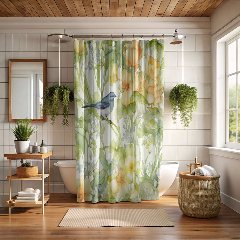 Rideau de douche standard 1 pièce Petal Prints, H 74 po x l 71 po