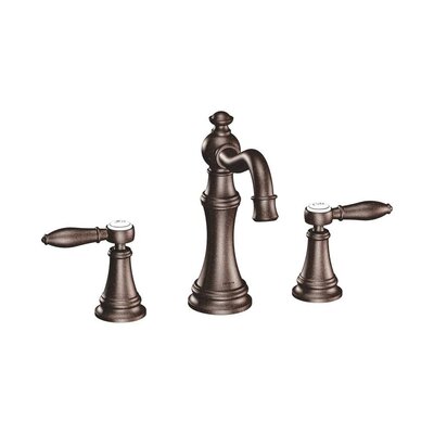 Weymouth High Arc Widespread Bathroom Faucet with Drain Assembly -  Moen, TS42108ORB-9000-L