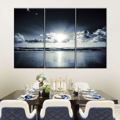 Dark Beach Sunset, ensemble de 3 pièces sur toile