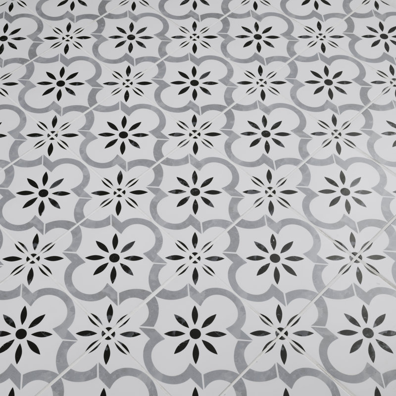Amara 8 in. x 8 in. Encaustic Look Matte Porcelain Floor and Wall Tile, Akara