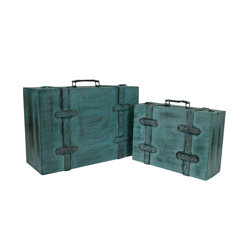 Ensemble de 2 valises de rangement rétro bleues