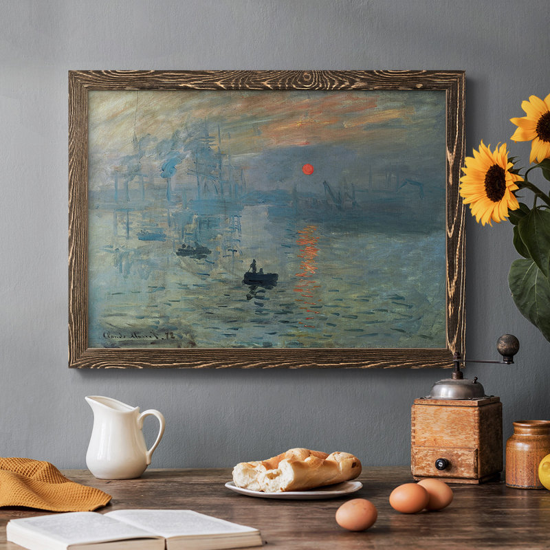 Lever de soleil encadré sur toile, Noyer, H 14 po x l 20 po x P 1,5 po