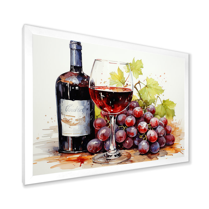 «Balayage de bourgogne bordeaux», art mural vin, Cadre de coin blanc fermé, H 24 po x l 32 po x P 1 po