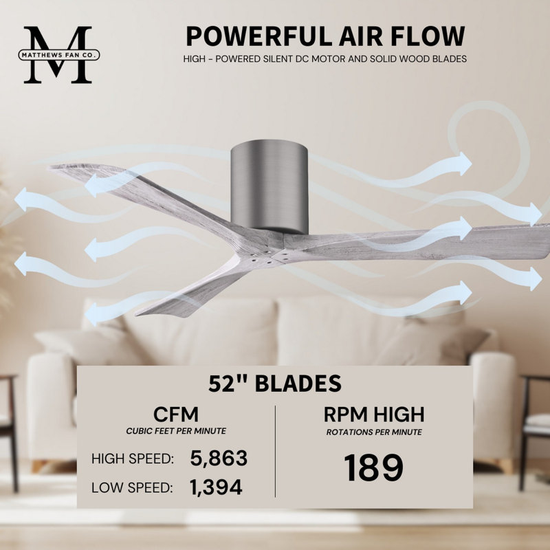Irene Ceiling Fan, Barn Wood Tone, Brushed Pewter, 52"