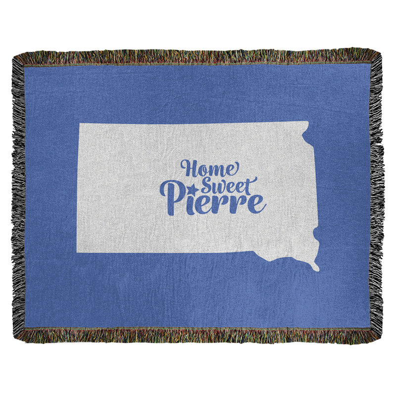 Jeté en coton tissé pierre south dakota, l 60 po x L 80 po, Bleu