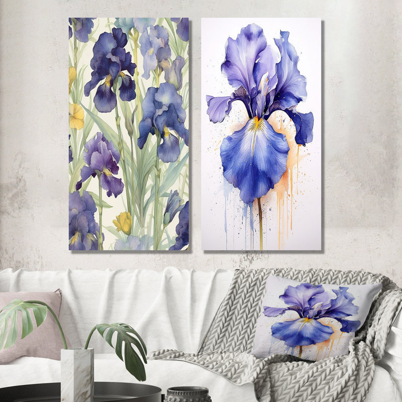 «Impression Of Iris», 2 pièces sur toile, H 32 po x l 32 po, Toile tendue