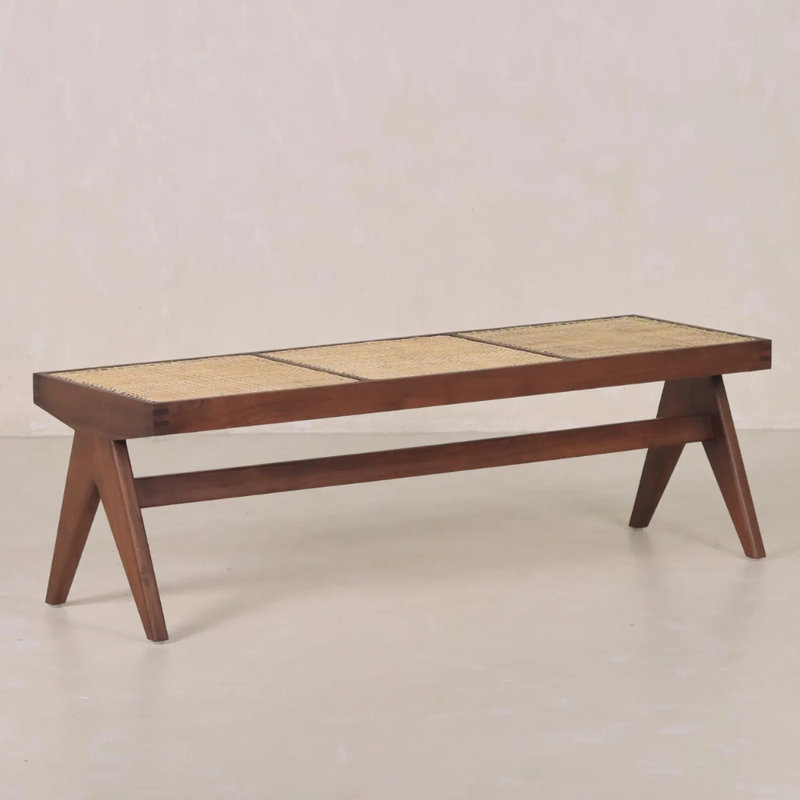 Banc en bois massif Roxy, Noyer