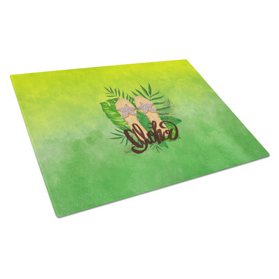 Caroline's Treasures Tempered Glass Aloha Flip Flops Cutting Board