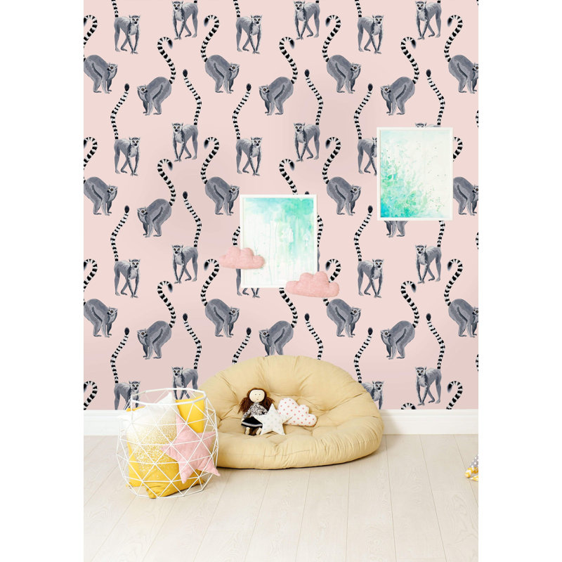Lemur Wild Animal Peel And Stick Wallpaper, 10.42" L x  25" W