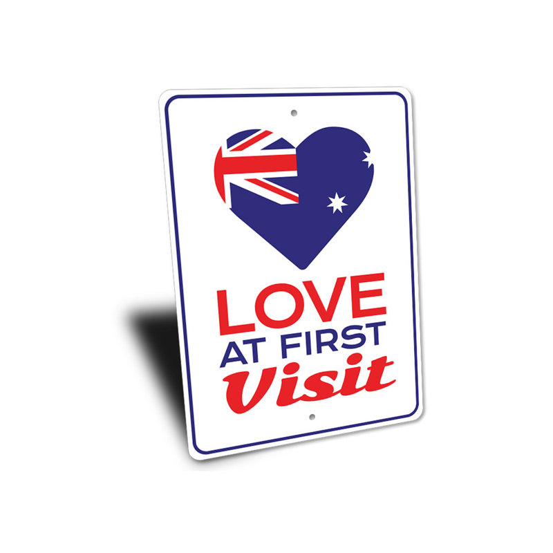 Plaque en aluminium «Love at First visit», H 14 po x l 10 po x P 0,04 po