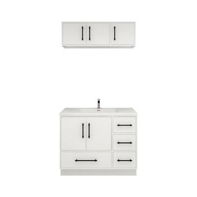 Victoria 42'' Freestanding Vanity with Reinforced Acrylic Sink (Left side) + Top Cabinet