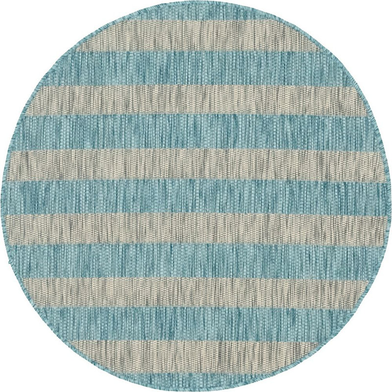 Hong Striped Indoor / Outdoor Rug, Round 4'