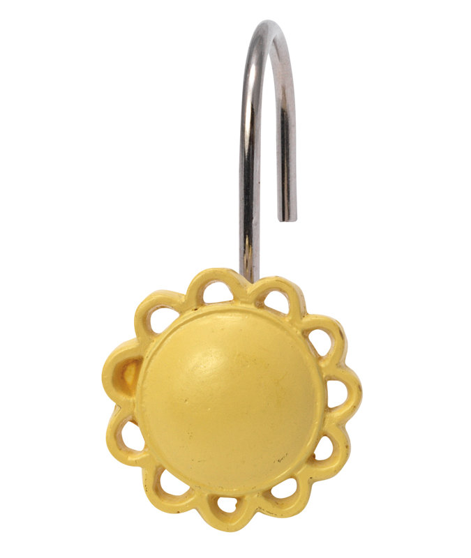 Crochets de rideau de douche en résine Filigree, Jaune