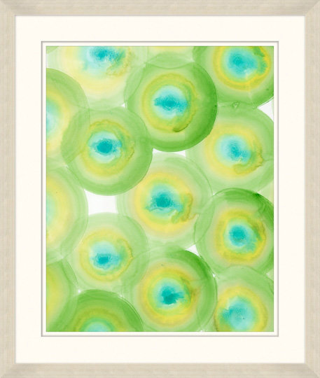 Jade Slices - Peinture encadrée sur papier