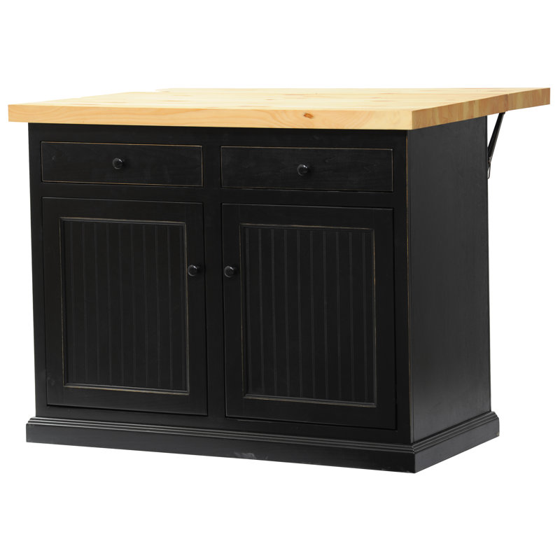 Averill Solid Wood Kitchen Island, Antique Black