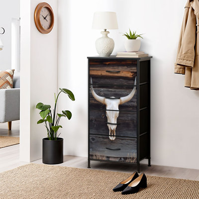 4 Drawer Dresser for Bedroom, Narrow Chest of Drawers, Wooden Top and Study Iron Frame 18"x37.5"-(WxH)