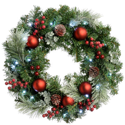 Faux Lighted 60cm Wreath