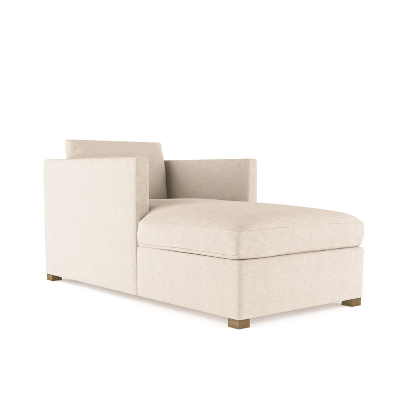 Chaise longue Madison, Velours moelleux huître, Patiné