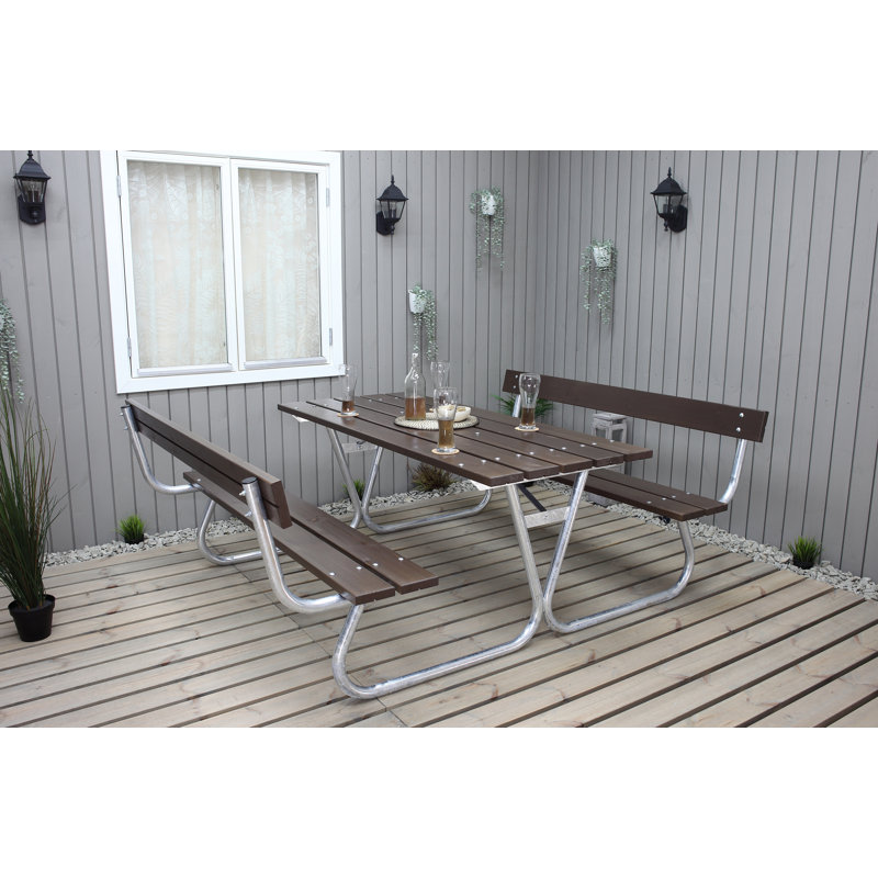 Berdeja Rectangular Outdoor Dining Table , 444.5cm cm W 566.42cm cm D, Dark Brown