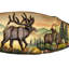 Sculpture murale rustique Elk Family en bois intarsia avec finition brune brillante, 40 pouces de large