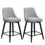 26'' Counter Modern Upholstered Swivel Bar Stools With Metal Frame & Footrest (Set Of 2)-Linen Grey