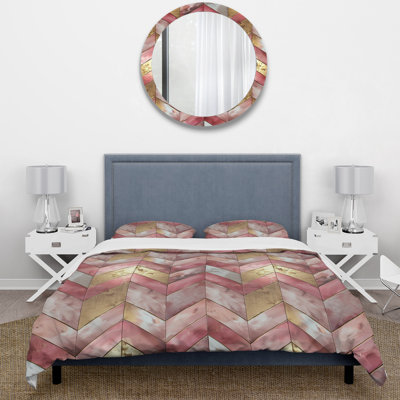 Ensemble de housse de couette Golden Chevron VII - Midcentury