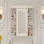 Armoire de rangement murale 35 po x 28 po avec porte miroir, armoire de salle de bain moderne avec miroir, armoire à pharmacie avec 6 tablettes ouvertes