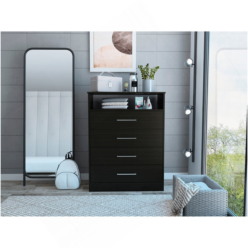 Commode Atlanta, chambre à coucher, noir, Noir