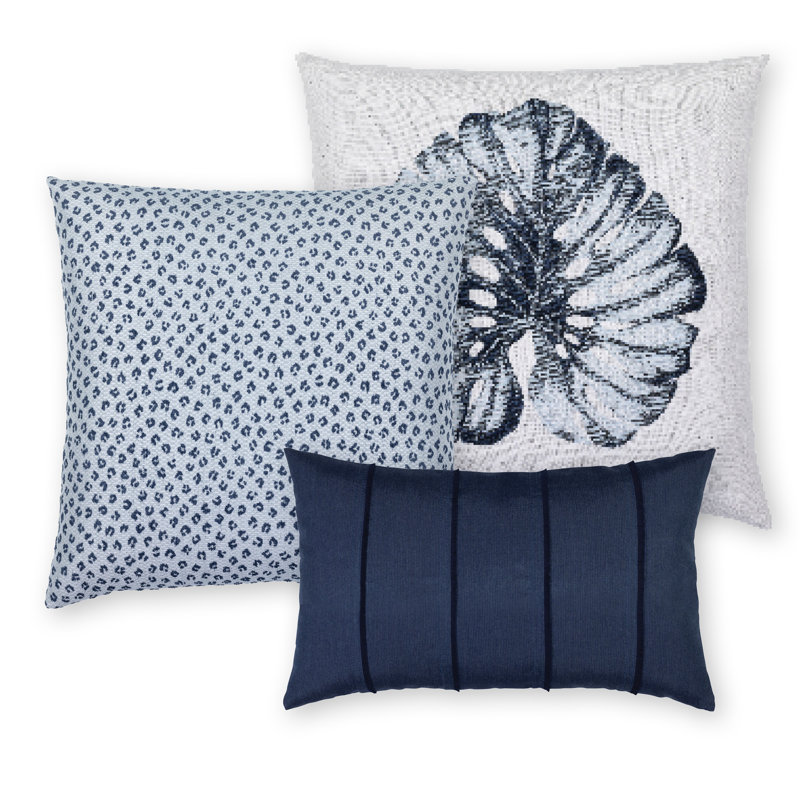 Quadrille Sunbrella® Indoor/Outdoor Pillow Cover & Insert by Elaine Smith, Blue, Rectangular, 12" H x 20" W
