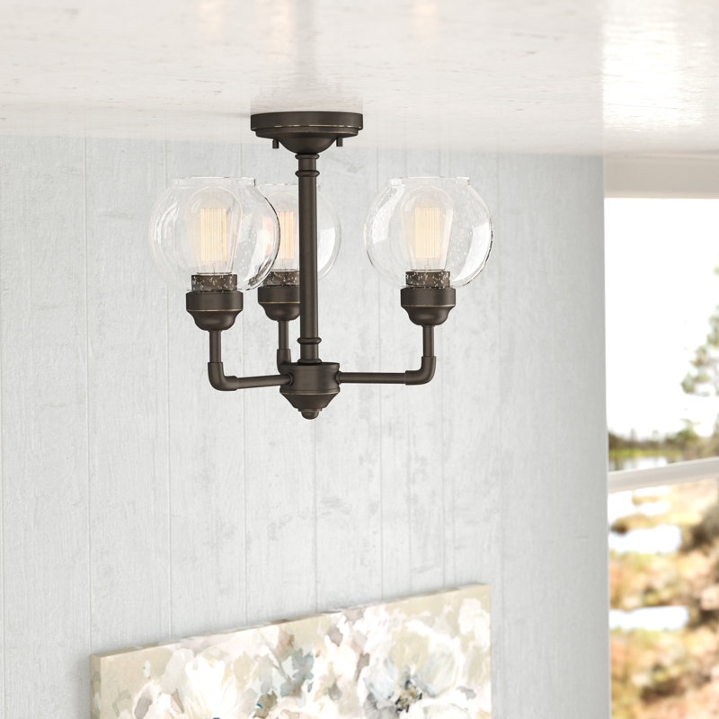 Aaliyana Glass Semi Flush Mount, Olde Bronze