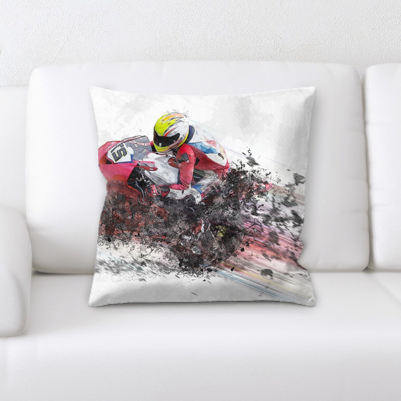 Motorcycle Microsuede Throw Pillow